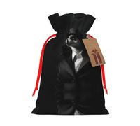 French Fashion Model Ferrets Print Christmas Gift Bag, Drawstring Christmas Bags Reusable Gift Bags With Name Tags