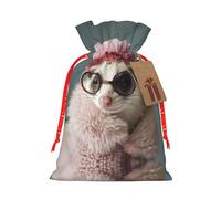 French Fashion Model Ferrets Print Christmas Gift Bag, Drawstring Christmas Bags Reusable Gift Bags With Name Tags