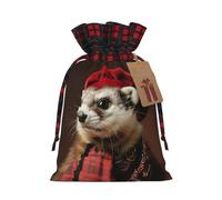 French Fashion Model Ferrets Print Christmas Gift Bags With Drawstrings For Holiday Gift Bags, Christmas Goody Bags