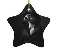 French Fashion Model Ferrets Print Christmas Tree Ceramic Hanging,Christmas Tree Print Holiday Pendant Ornament