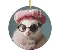 French Fashion Model Ferrets Print Christmas Tree Ceramic Hanging,Christmas Tree Print Holiday Pendant Ornament
