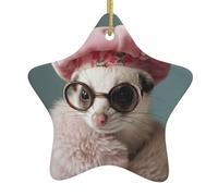 French Fashion Model Ferrets Print Christmas Tree Ceramic Hanging,Christmas Tree Print Holiday Pendant Ornament