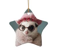 French Fashion Model Ferrets Print Christmas Tree Ceramic Star Heart Shaped Xmas Ornaments Home Hanging Gifts Decor