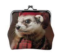 French Fashion Model Ferrets Print Exquisite Versatile Kiss Lock Coin Purse Cute Small Zipper Wallet for Coins Cards