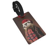 French Fashion Model Ferrets Print Luggage Tags with Detachable Wristband, Travel Bag Tags, Easy to Identify