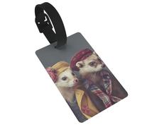 French Fashion Model Ferrets Print Luggage Tags with Detachable Wristband, Travel Bag Tags, Easy to Identify