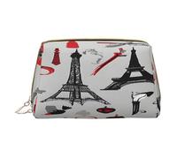 (French Fashion Model Ferrets) Print Pu Leather Makeup Bag with Zipper Pocket Compact Organizer for Travel/Purse