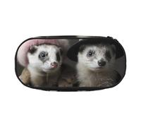 French Fashion Model Ferrets Print Unisex Pencil Case Pouch - Compact Design for Pencils, Small Items - Double-Headed Zipper
