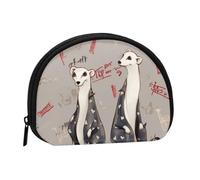 French Fashion Model Ferrets Printed Mini Shell-Shaped Coin Purse Zipper Pouch Change Holder Wallet For Men Women