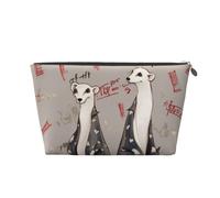 French Fashion Model Ferrets Printed Toiletry Bag for Women Girl Portable Travel Cosmetic Bag Leather Makeup Pouch Organizer with Silver Zipper
