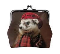 French Fashion Model Ferrets Printing Small Travel Kit Wallet, Compact Pouch For Camping Adventures And Fishing Trips, Black, One Size, Art Deco