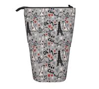 French Fashion Model Ferrets Telescopic Pencil Case Pen Pouch Organizer | Stand Up Design, Oxford Fabric, Spacious Storage, Smooth Zipper For School Office Everyday Essentials