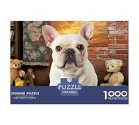 French Fighting Dog 1000 Piece Jigsaw Puzzles Fun Challenging Modern Pet Dog Educational Game Creativity & Gift Giving for Adults And Kids Age 38x26cm/1000pcs