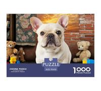 French Fighting Dog 1000 Piece Jigsaw Puzzles Fun Challenging Modern Pet Dog Puzzles Game Perfect for Relaxation for Women Men 70x50cm/1000pcs