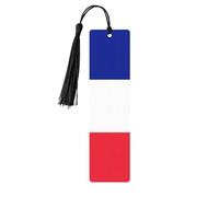 French Flag 5 Pc Artistic Bookmark Set for Women, Tassel Wooden Bookmarks Study Supplies