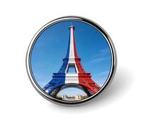 French Flag And E-iffel Tower Round Badge Pin Metal Memorial Brooch Button Lapel Pins for Backpack Wedding