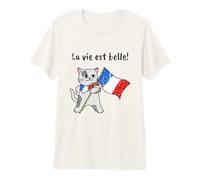 French Flag & Cat | La Vie est Belle! Premium T-Shirt