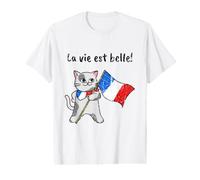 French Flag & Cat | La Vie est Belle! Value Graphic T-Shirt