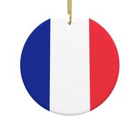 French Flag Christmas Tree Ceramic Pendants, Shopping malls, supermarkets, Stores Christmas Pendants, 2.9-inch Round Pendants,