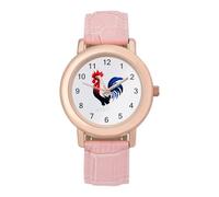French Flag Color Rooster Fashion Women's Watch Easy Reader Novelty Slim Quartz Casual Dress Wrist Watches