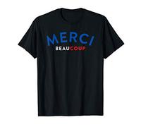 French Flag Colors Merci Beaucoup French Slogan T-Shirt