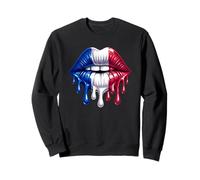 French Flag Dripping Lips Tricolor Patriotism Art Sweatshirt