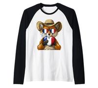 French Flag Fox France Pride Raglan Baseball Tee