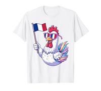French Flag France Rooster Value Graphic T-Shirt, Men, White, XL