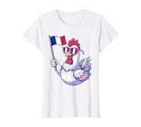 French Flag France Rooster Value Graphic T-Shirt, Women, White, S
