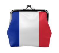 French Flag Leather Coin Purse for Women-Small Kiss Lock Wallet, Mini Card Holder for Keys Lipstick, Cute Change Purse for Travel