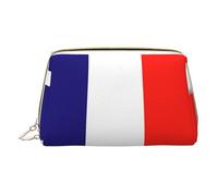 French Flag Leather Hand-Held Zipper Makeup Bag Storage Bag Portable Lipstick Pouch Toiletry Bag