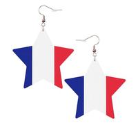 French Flag Leather Star Shaped Earrings Fashion Accessories Lightweight Festivals Parties Everyday Life