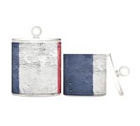 French Flag Painted on Grunge Wall Clear Plastic Storage Container with lid Pantry Essentials Decorative Small Storage Bins for Floss Picks,Paper Clips,2 Pack