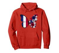 French Flag Pride France Roots Butterfly Women Girls Pullover Hoodie