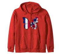 French Flag Pride France Roots Butterfly Women Girls Zip Hoodie