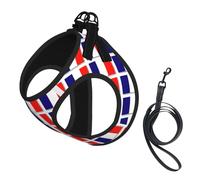 French Flag Print Dog Harness Small Sized And Leash Set, Step In Soft Light Puppy Vest Breathable Mesh Pet Harness