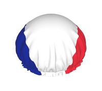 French Flag Print Double Layer Shower Cap Reusable Lightweight And Soft Bath Hair Cap For Women