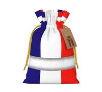 French Flag Print Drawstring Pouches For Gifts,Reusable Fabric Gift Bags,For Holiday And Party Presents