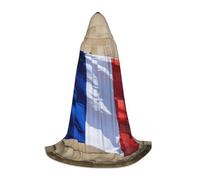 French Flag Print Hooded Robe Adult Wizard Robes Monk Priest Cloak Halloween Cosplay Knight Hood Cape, Black, S