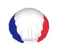 French Flag Print Large Waterproof Shower Bonnet For Women Long Hair, Washable Elastic Band Bath Hair Hat