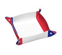 French Flag Print Leather Valet Tray For Women,Travel Organizer, Trinket Jewelry Cosmetic Organizer Tray