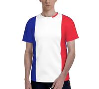 French Flag Print Men's Short Sleeve T Shirts, Dry Casual Athletic Workout Tee with Classic Crew Neck, Black, XL
