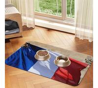 French Flag Print Pet Feeding Mat Dog Mat for Food and Water Bowl Dogs Water Dispenser Mat Dogs Accessories