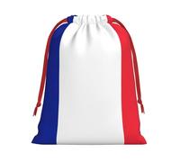 French Flag Print Plush Gift Bags With Drawstring, Reusable Gift Wrap For Christmas, Wedding, Party -Size M