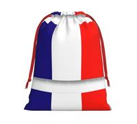 French Flag Print Plush Gift Bags With Drawstring, Reusable Gift Wrap For Christmas, Wedding, Party -Size M