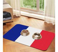 French flag print PU Leather Feeding Mat for Dogs Cats Pet Food Mat Absorbent Non-Slip Rubber Bottom