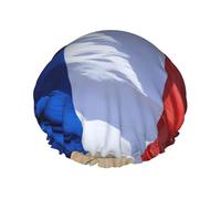 French flag Print Reusable Double Layers Shower Cap, Bathing Shower Caps Women Large Shower Caps