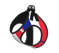 French Flag Print Step in Dog Harness and Leash Set,Adjustable Reflective Harness for Small Dogs Cats