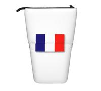 French Flag Print Telescopic Pencil Case Portable Bag Makeup Pouch Stationery Organizer Office Travel