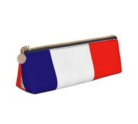 French Flag Print Triangular Pencil Case Large-Capacity Stationery Organizer Commute Supplies Pouch